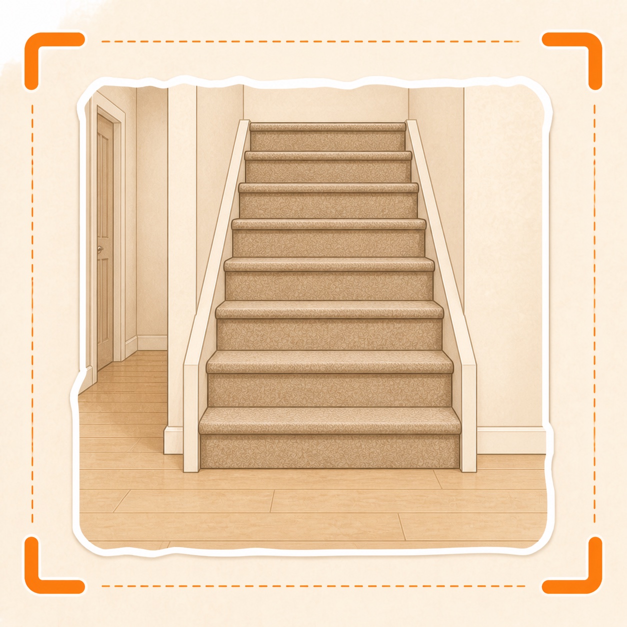 Wide front view of an ordinary staircase