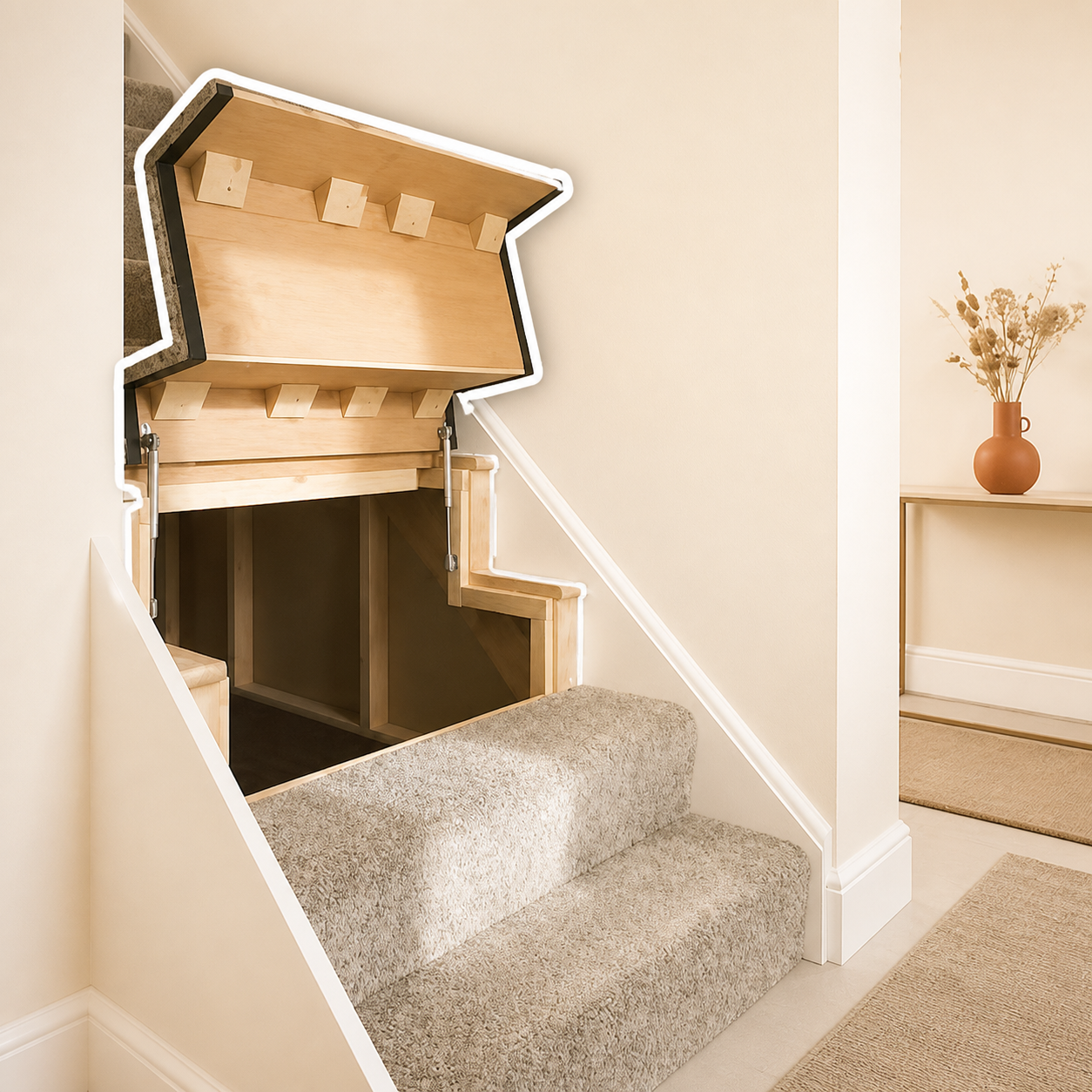 Built into the staircase